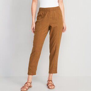 NWT – Old Navy High-Waisted Cropped Linen-Blend Tapered Pants (Sisal) L-Tall